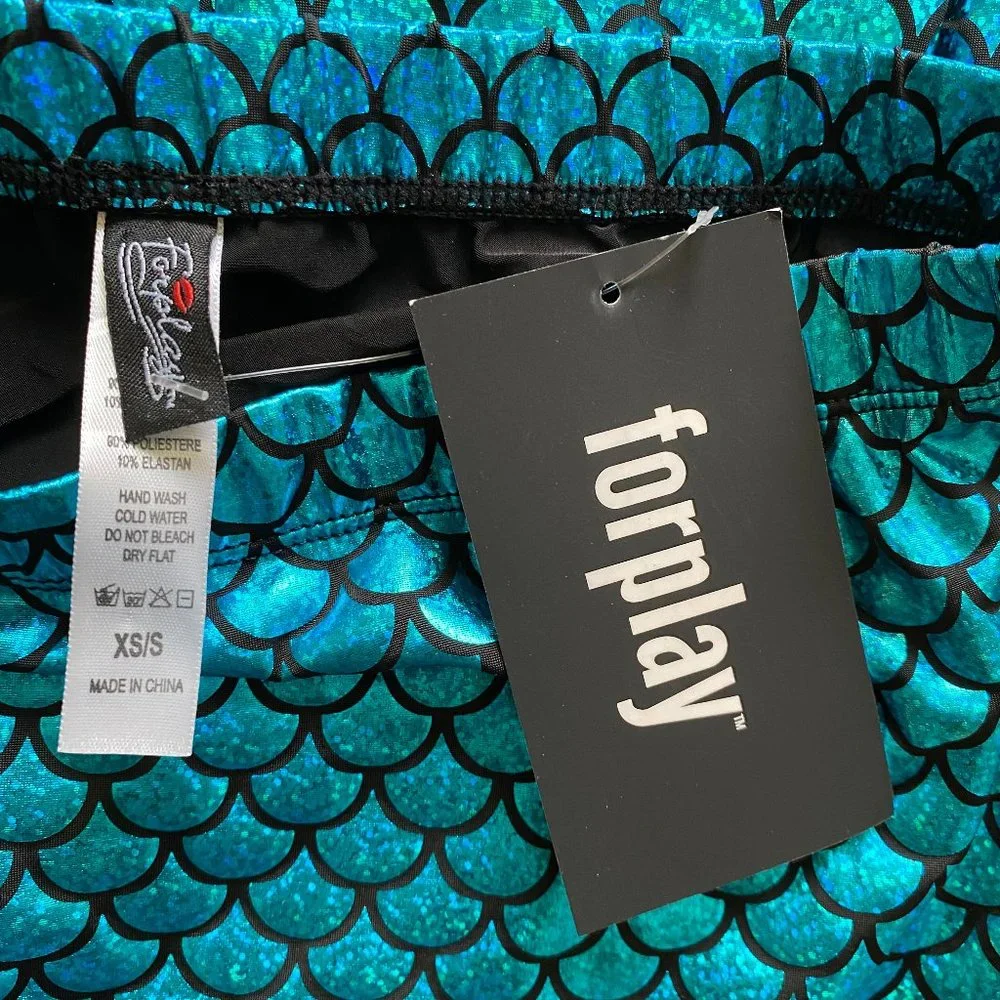 Forplay  Women's Sexy Coral Reef Mermaid Metallic Blue Scale Costume Size XS New - Picture 2 of 5